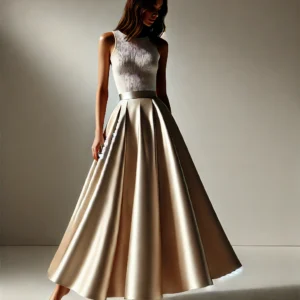 Falda larga de satén